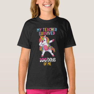 My Teacher Survived 100 Days Of Me School Unicorn T-Shirt