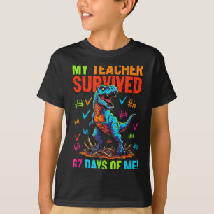 My Teacher Survived 67 Days Of School 67 Meme Dino T-Shirt