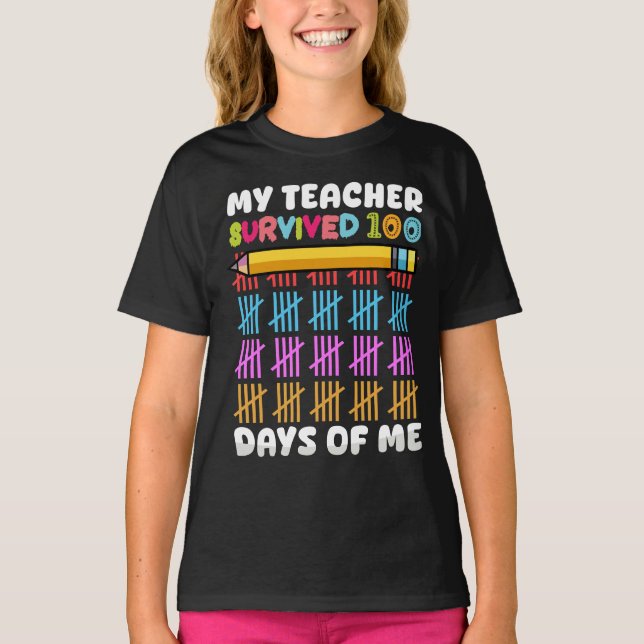 My Teacher Survived Hundred 100 Days of Me School T-Shirt (Front)