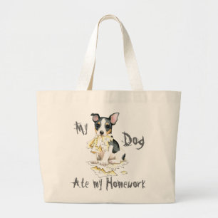 My Teddy Roosevelt Terrier Ate My Homework Large Tote Bag