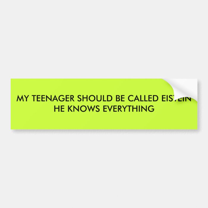 MY TEENAGER SHOULD BE CALLED EISTEIN HE KNOWS EBUMPER STICKER