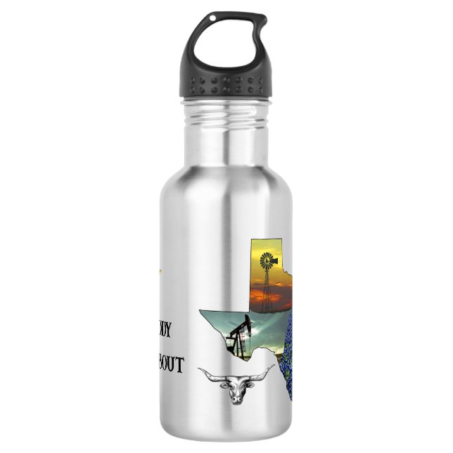 My Texas - Illustrated map outline - personalize Stainless Steel Water Bottle (Front)