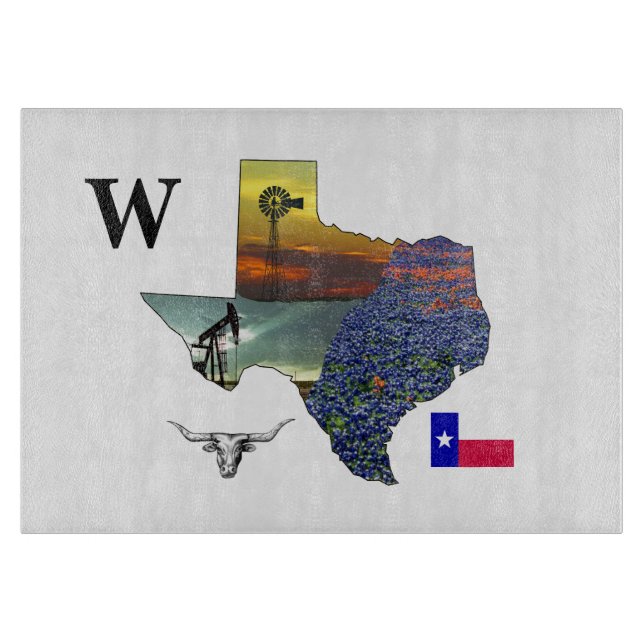 My Texas - map outline-steer-derrick-windmill Cutting Board (Front)