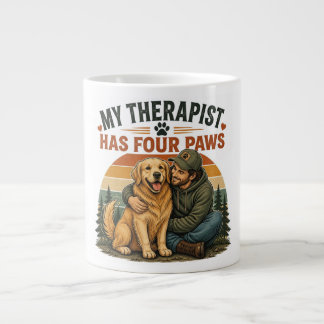 My Therapist Has Four Paws Golden Retriever Coffee Giant Coffee Mug