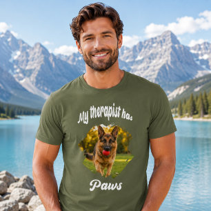 My therapist has paws dog photo green T-Shirt