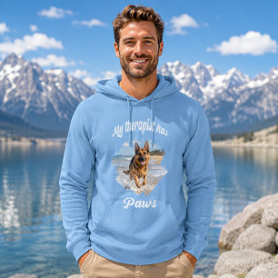 My therapist has paws dog photo quote joke blue hoodie