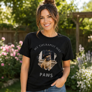 My therapist has paws French Bulldog photo black T-Shirt