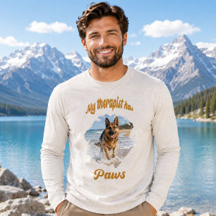 My therapist has paws photo dog quote joke Tri-Blend shirt