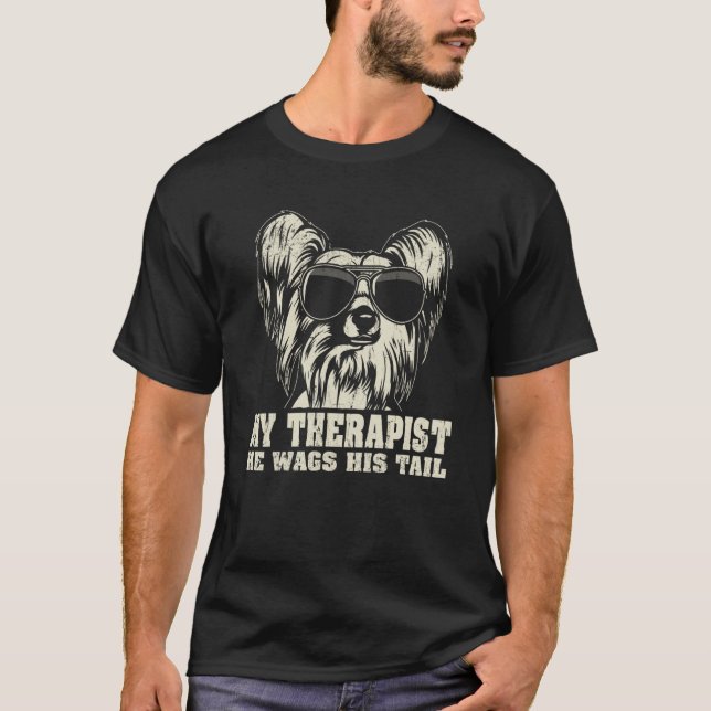 My Therapist He Wags His Tail Chinese Crested T-Shirt (Front)