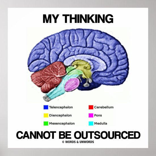My Thinking Cannot Be Outsourced Brain Anatomy Poster