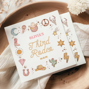 My Third Rodeo Disco Cowgirl 3rd Birthday Party Napkins