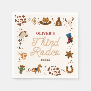 My Third Rodeo Western Cowboy 3rd Birthday Party Napkins