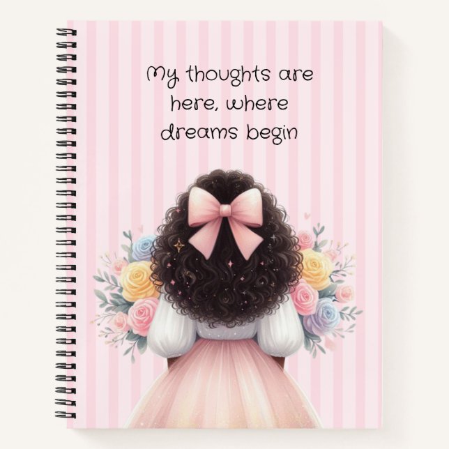 "My thoughts are here, where dreams begin.Notebook Notebook (Front)