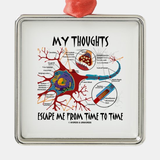 My Thoughts Escape Me Time To Time Neuron Synapse Metal Ornament