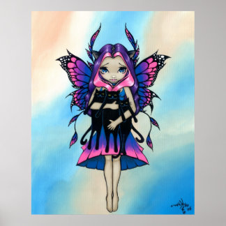 My Three Kitties fairy black cat Art Print