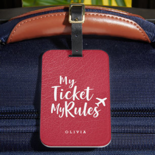 My Ticket My Rules Cornell Red Monogram Luggage Tag