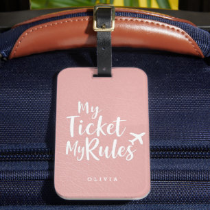 My Ticket My Rules Rich Pastel Red Monogram Luggage Tag