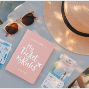 My Ticket My Rules Rich Pastel Red Monogram Passport Holder