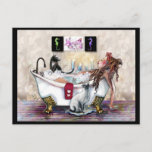 My Time, Lady In The Tub And Cats Postcard at Zazzle