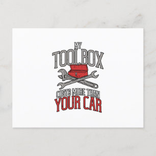 My Toolbox Costs More than Your Car Mechanic Gift Announcement Postcard
