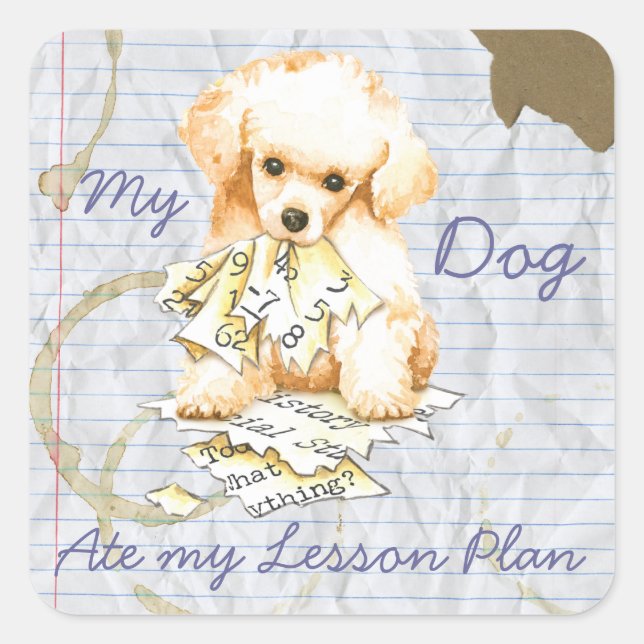 My Toy Poodle Ate my Lesson Plan Square Sticker (Front)
