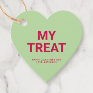 My treat green heart cute fun Valentine's Day Favor Tags