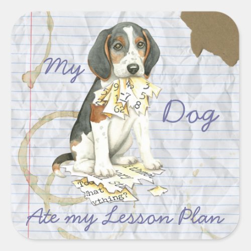 My Treeing Walker Coonhound Ate My Lesson Plan Square Sticker