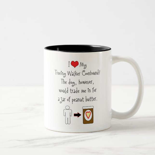 My Treeing Walker Coonhound Loves Peanut Butter Two-Tone Coffee Mug (Right)