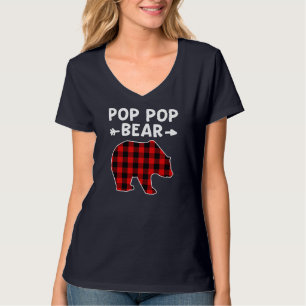 My Tribe Bears - Pop Pop Bear Red Black Plaid Bear T-Shirt