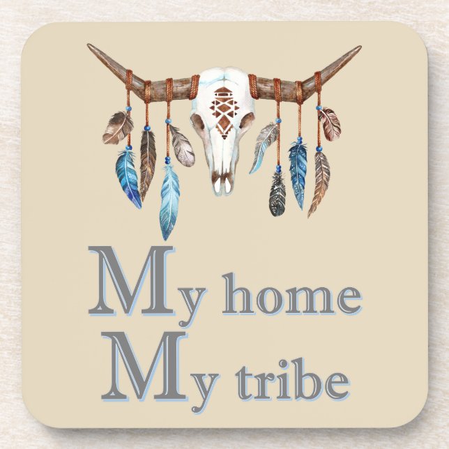 My Tribe Boho Skull Beverage Coaster (Front)