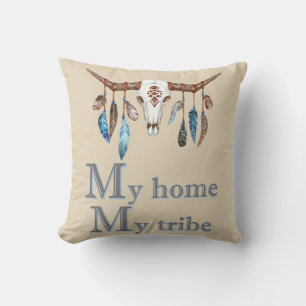 My Tribe Boho Skull Throw Pillow