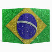 "My Trip to Brazil" Brazilian Flag Glitter Sparkle 3 Ring Binder (Background)
