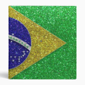 "My Trip to Brazil" Brazilian Flag Glitter Sparkle 3 Ring Binder (Front)