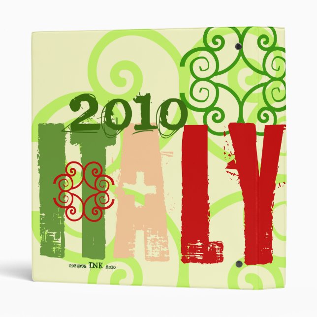 "My Trip to Italy 2010" Italian Flag Celtic Binder (Back/Spine)