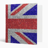 My Trip to London Union Jack Flag Glitter Sparkle 3 Ring Binder (Front/Inside)