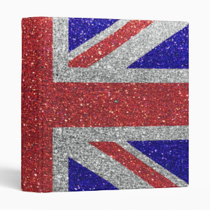 My Trip to London Union Jack Flag Glitter Sparkle 3 Ring Binder