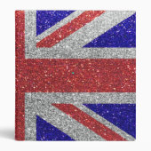 My Trip to London Union Jack Flag Glitter Sparkle 3 Ring Binder (Front)