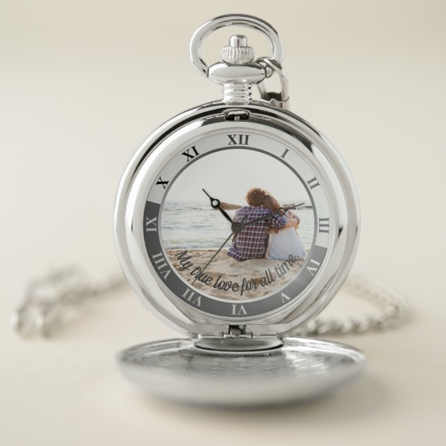 My True Love For All Time Custom Message & Photo Pocket Watch (Inside)