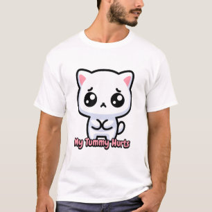 My Tummy Hurts! Cute Cat Pun T-Shirt
