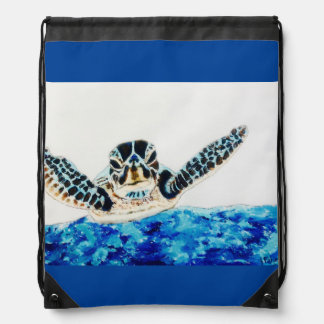 My turtle friend  drawstring bag