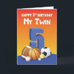 My Twin Brother 5th Birthday Sports Balls Card<br><div class="desc">Shoot this colorful and funny birthday card to your twin brother whom like you will be celebrating his 5th birthday. He will surely be bouncing around with joy when he gets this card from you.</div>