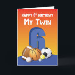 My Twin Brother 6th Birthday Sports Balls Card<br><div class="desc">Looking for a better way of sharing happy 6th birthday greetings to you dear twin brother? The search has ended for you now. This colorful and fun card is the perfect card to give him on your special day.</div>