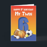 My Twin Brother 6th Birthday Sports Balls Card<br><div class="desc">Looking for a better way of sharing happy 6th birthday greetings to you dear twin brother? The search has ended for you now. This colorful and fun card is the perfect card to give him on your special day.</div>