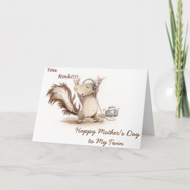 "MY TWIN" IS A ROCK STAR-HAPPY MOTHER'S DAY CARD (Front)
