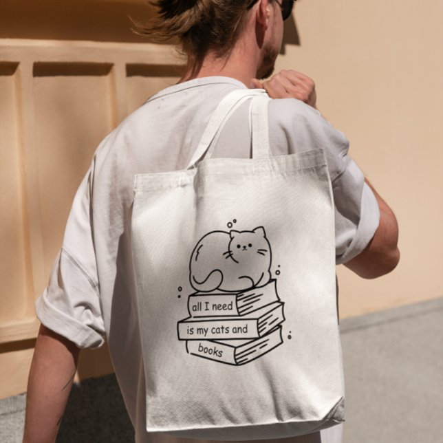 My Two Favorite Things: Cats and Books Tote Bag (Creator Uploaded)