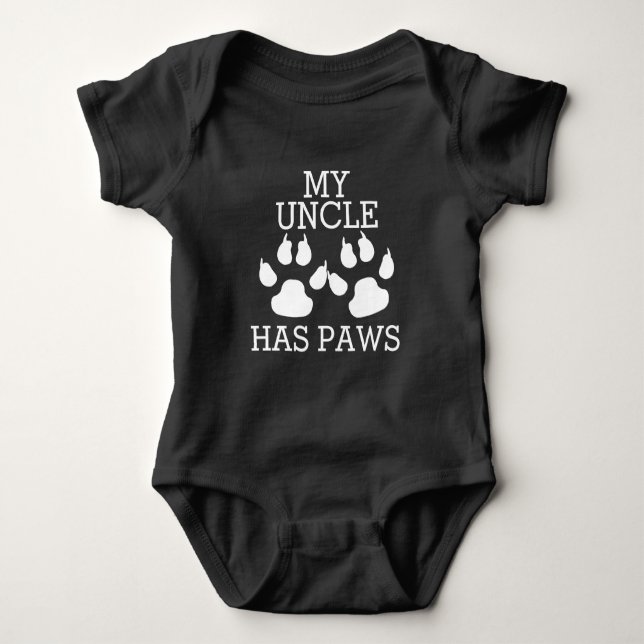 My Uncle Has Paws Baby Bodysuit (Front)
