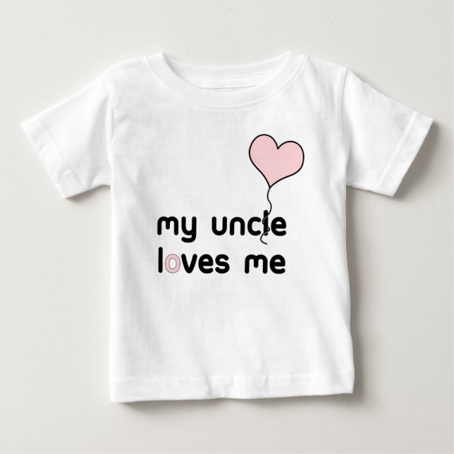 My Uncle loves me light pink Heart Balloon Baby T-Shirt (Front)