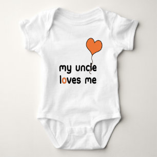 My Uncle loves me orange Heart Balloon Baby Bodysuit