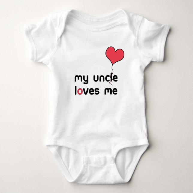 My Uncle loves me red Heart Balloon Baby Bodysuit (Front)