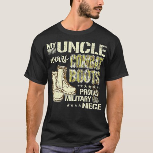 My Uncle Wears Combat Boots Dog Tags Proud Militar T_Shirt